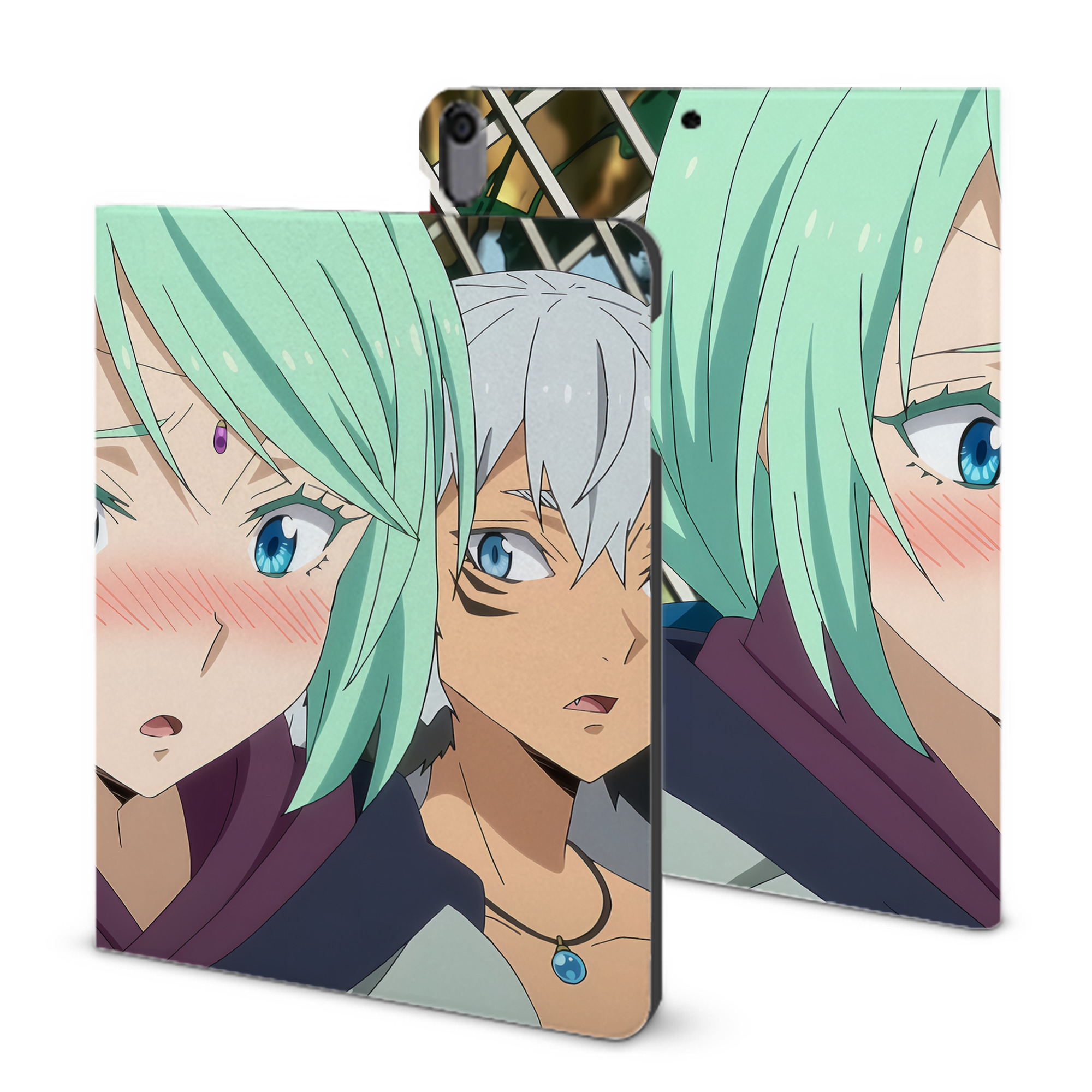 （画像用） 転スラ Regarding Reincarnated to Slime IPad ケース ブック型 PUレザー TPU 耐衝撃 軽量 薄型 ペン収納なし 全面保護 IPad 各モデル対応